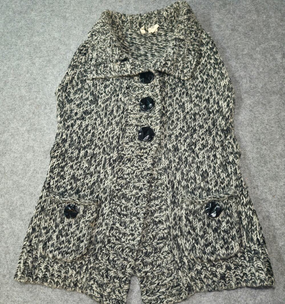 Moth Anthropologie Chunky Marled Knit Button Front Sweater Vest S
